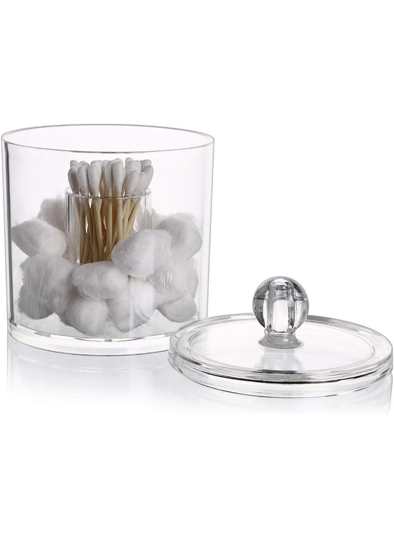 Cotton Ball and Swab Organizer with Lid Apothecary Acrylic Jar Makeup Cotton Organizer Bathroom Storage Canister Jar for Cotton Rounds Pads Q-Tips Holder - Image 4